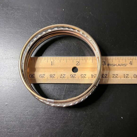 5 Vintage Tri Gold Bangles - 9251/2014kAU (3 mark) and 925AU (2 mark) - Picture 5 of 12